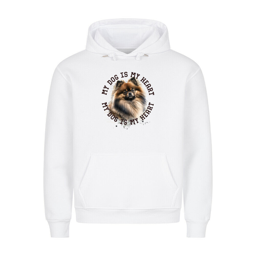 Premium Hoodie "Pomaranian gewolkt HEART" Weiß – hunde-shirt.de