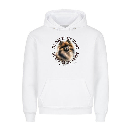 Premium Hoodie "Pomaranian gewolkt HEART" Weiß – hunde-shirt.de