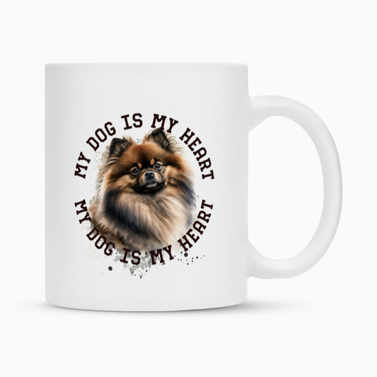 Tasse "Pomeranian gewolkt HEART" Weiß – hunde-shirt.de