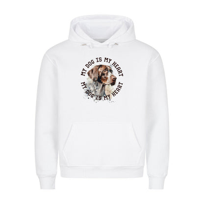 Premium Hoodie "English Pointer HEART" Weiß – hunde-shirt.de
