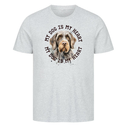 Premium T-Shirt "Deutsch Drahthaar HEART" Heather Grey – hunde-shirt.de