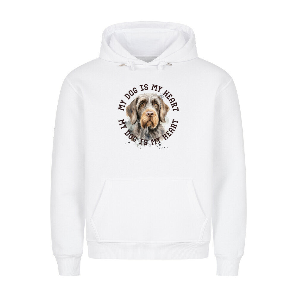 Premium Hoodie "Deutsch Drahthaar HEART" Weiß – hunde-shirt.de