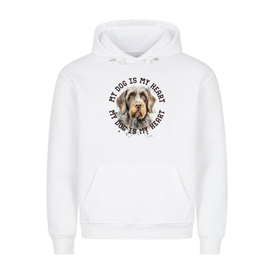 Premium Hoodie "Deutsch Drahthaar HEART" Weiß – hunde-shirt.de