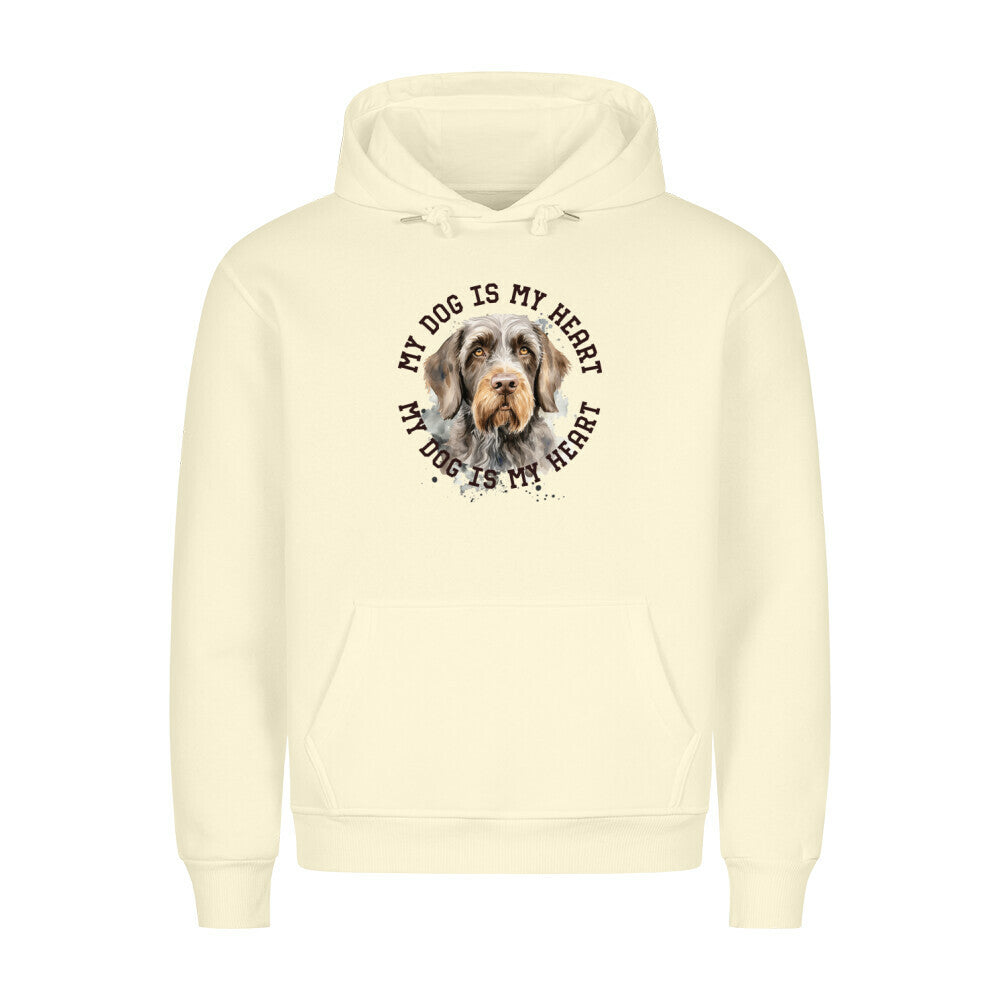 Premium Hoodie "Deutsch Drahthaar HEART" Beige – hunde-shirt.de
