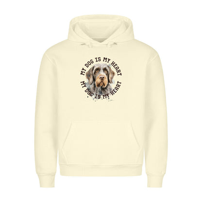 Premium Hoodie "Deutsch Drahthaar HEART" Beige – hunde-shirt.de