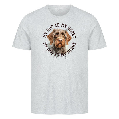 Premium T-Shirt "Deutsch Drahthaar HEART 2" Heather Grey – hunde-shirt.de