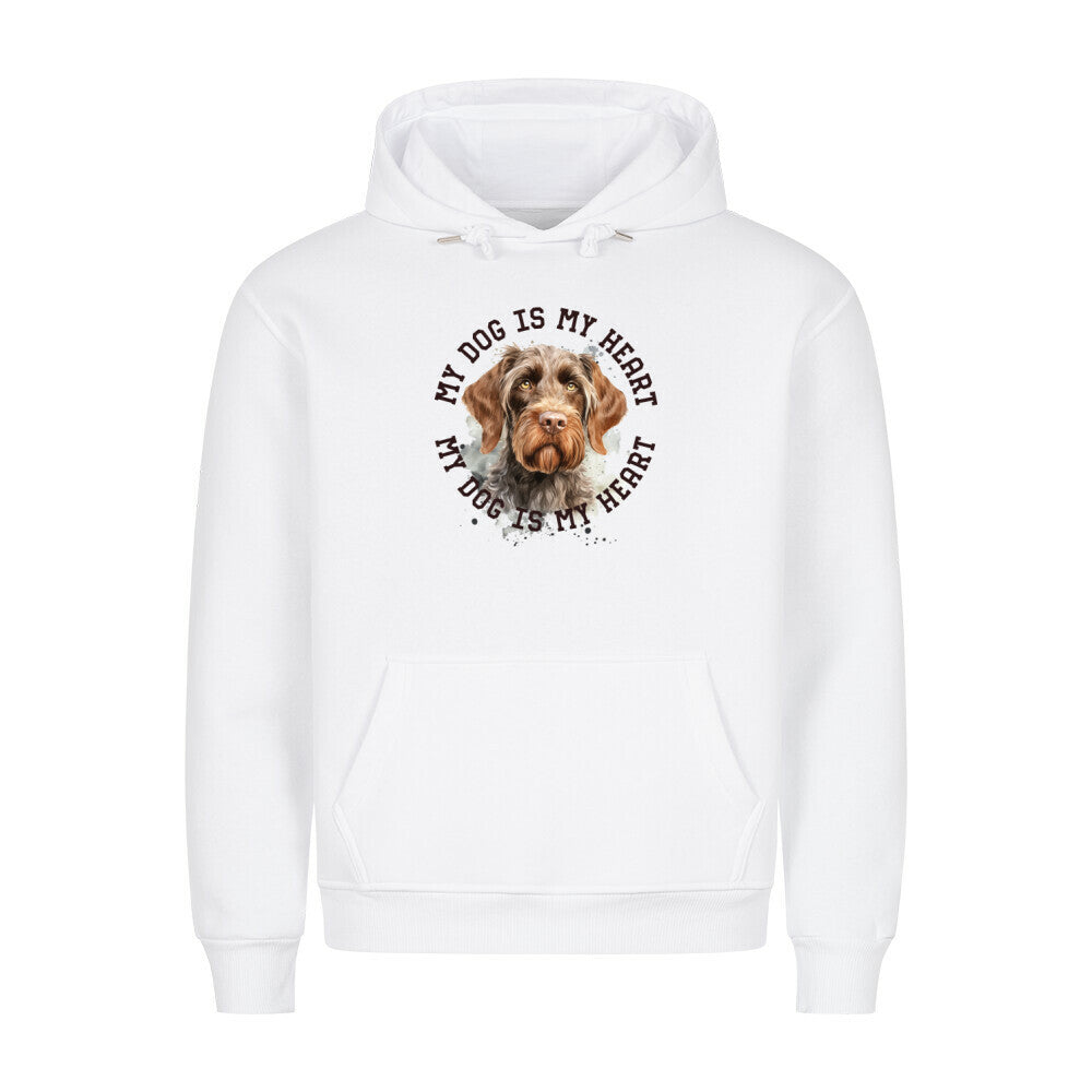 Premium Hoodie "Deutsch Drahthaar HEART 2" Weiß – hunde-shirt.de