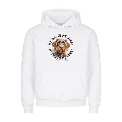 Premium Hoodie "Deutsch Drahthaar HEART 2" Weiß – hunde-shirt.de