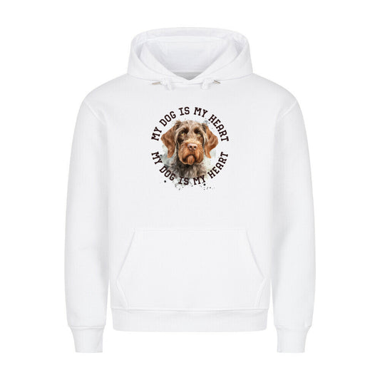 Premium Hoodie "Deutsch Drahthaar HEART 2" Weiß – hunde-shirt.de