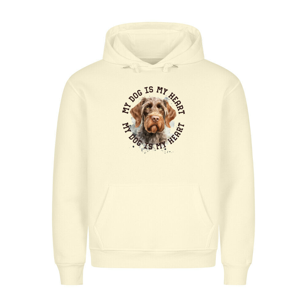 Premium Hoodie "Deutsch Drahthaar HEART 2" Beige – hunde-shirt.de