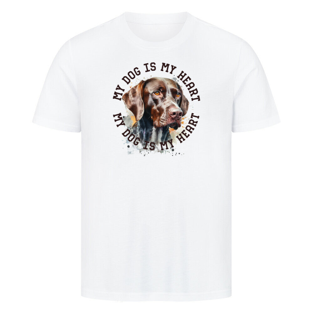 Premium T-Shirt "Deutsch Kurzhaar HEART" Weiß – hunde-shirt.de