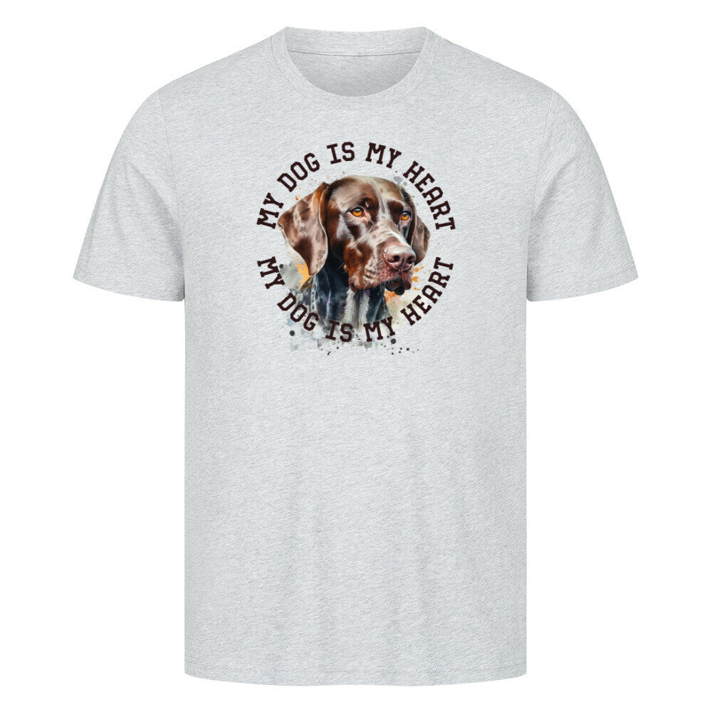 Premium T-Shirt "Deutsch Kurzhaar HEART" Heather Grey – hunde-shirt.de