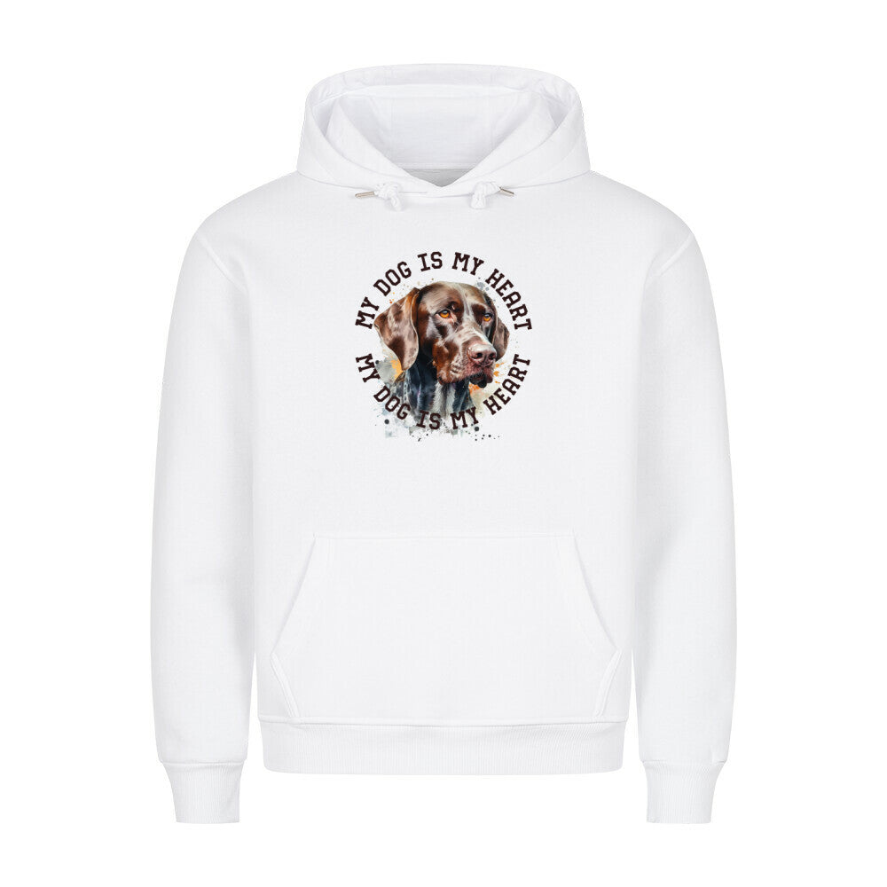 Premium Hoodie "Deutsch Kurzhaar HEART" Weiß – hunde-shirt.de