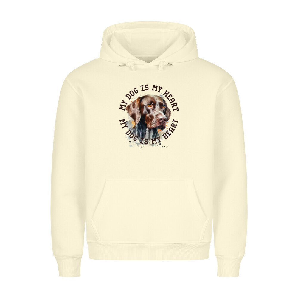 Premium Hoodie "Deutsch Kurzhaar HEART" Beige – hunde-shirt.de