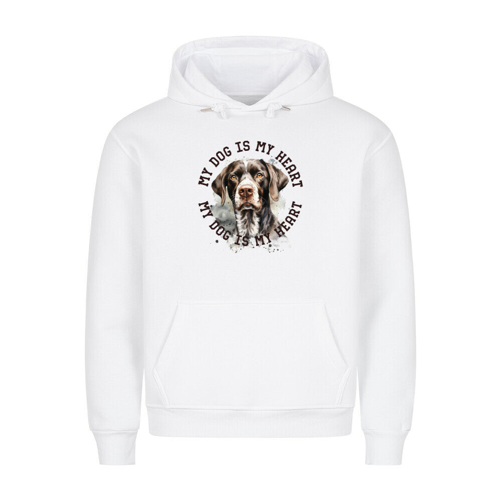 Premium Hoodie "Deutsch Kurzhaar HEART 2" Weiß – hunde-shirt.de