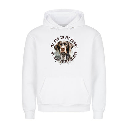 Premium Hoodie "Deutsch Kurzhaar HEART 2" Weiß – hunde-shirt.de