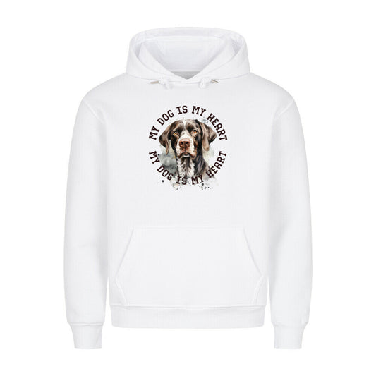 Premium Hoodie "Deutsch Kurzhaar HEART 2" Weiß – hunde-shirt.de