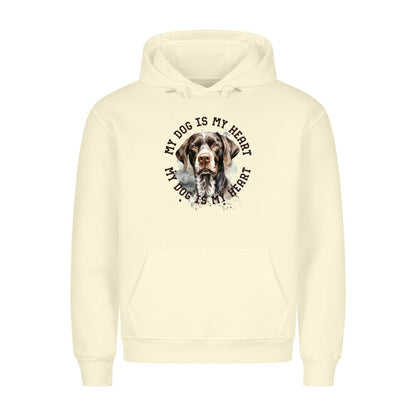 Premium Hoodie "Deutsch Kurzhaar HEART 2" Beige – hunde-shirt.de