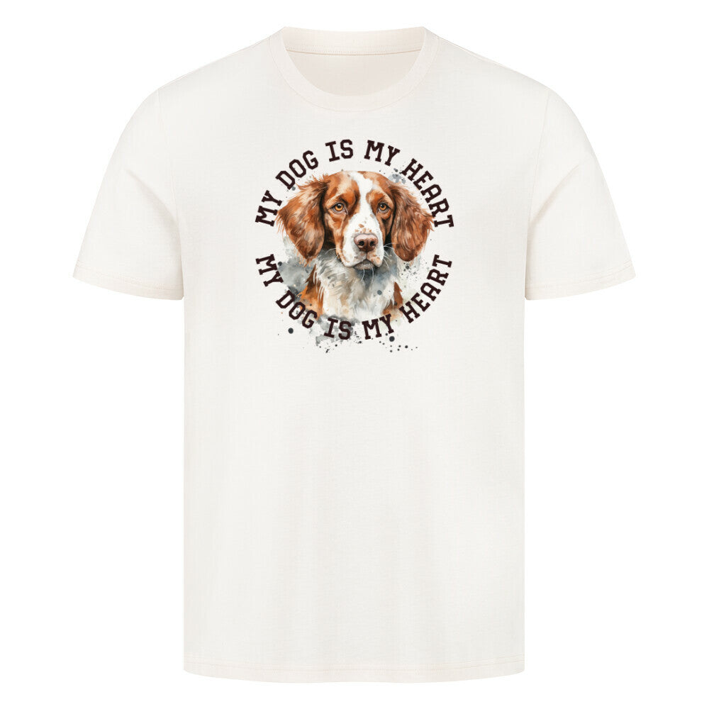 Premium T-Shirt "Brittany Spaniel HEART" Natural Raw – hunde-shirt.de