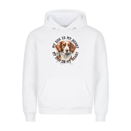 Premium Hoodie "Brittany Spaniel HEART" Weiß – hunde-shirt.de