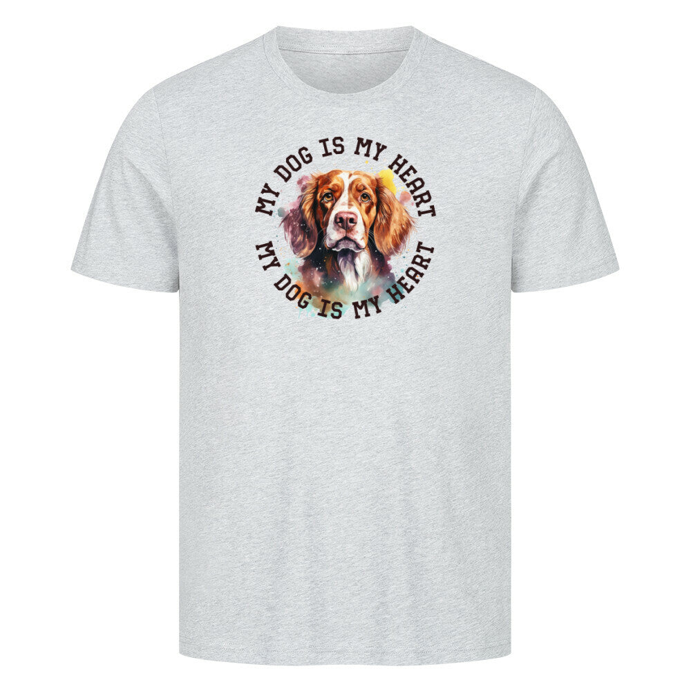 Premium T-Shirt "Brittany Spaniel HEART 2" Heather Grey – hunde-shirt.de