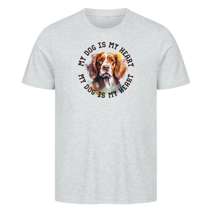 Premium T-Shirt "Brittany Spaniel HEART 2" Heather Grey – hunde-shirt.de