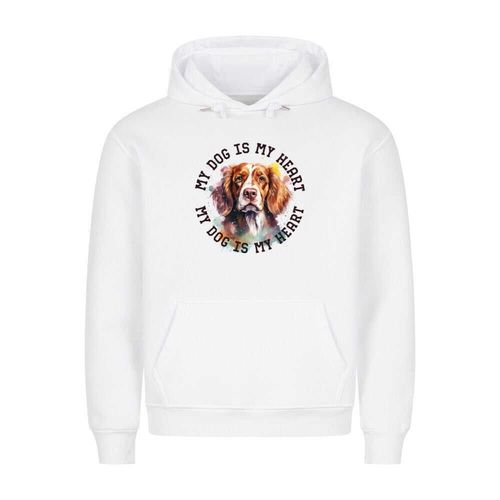 Premium Hoodie "Brittany Spaniel HEART 2" Weiß – hunde-shirt.de