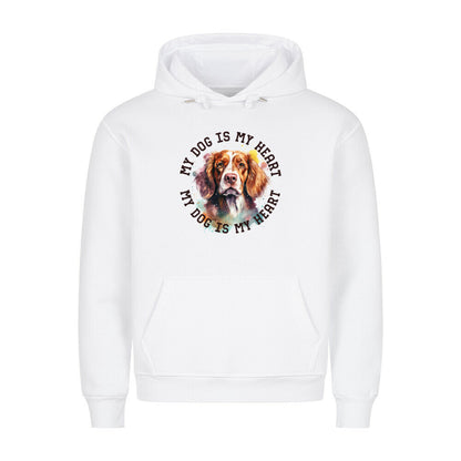 Premium Hoodie "Brittany Spaniel HEART 2" Weiß – hunde-shirt.de
