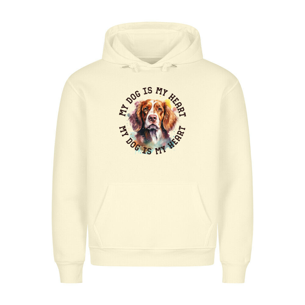 Premium Hoodie "Brittany Spaniel HEART 2" Beige – hunde-shirt.de