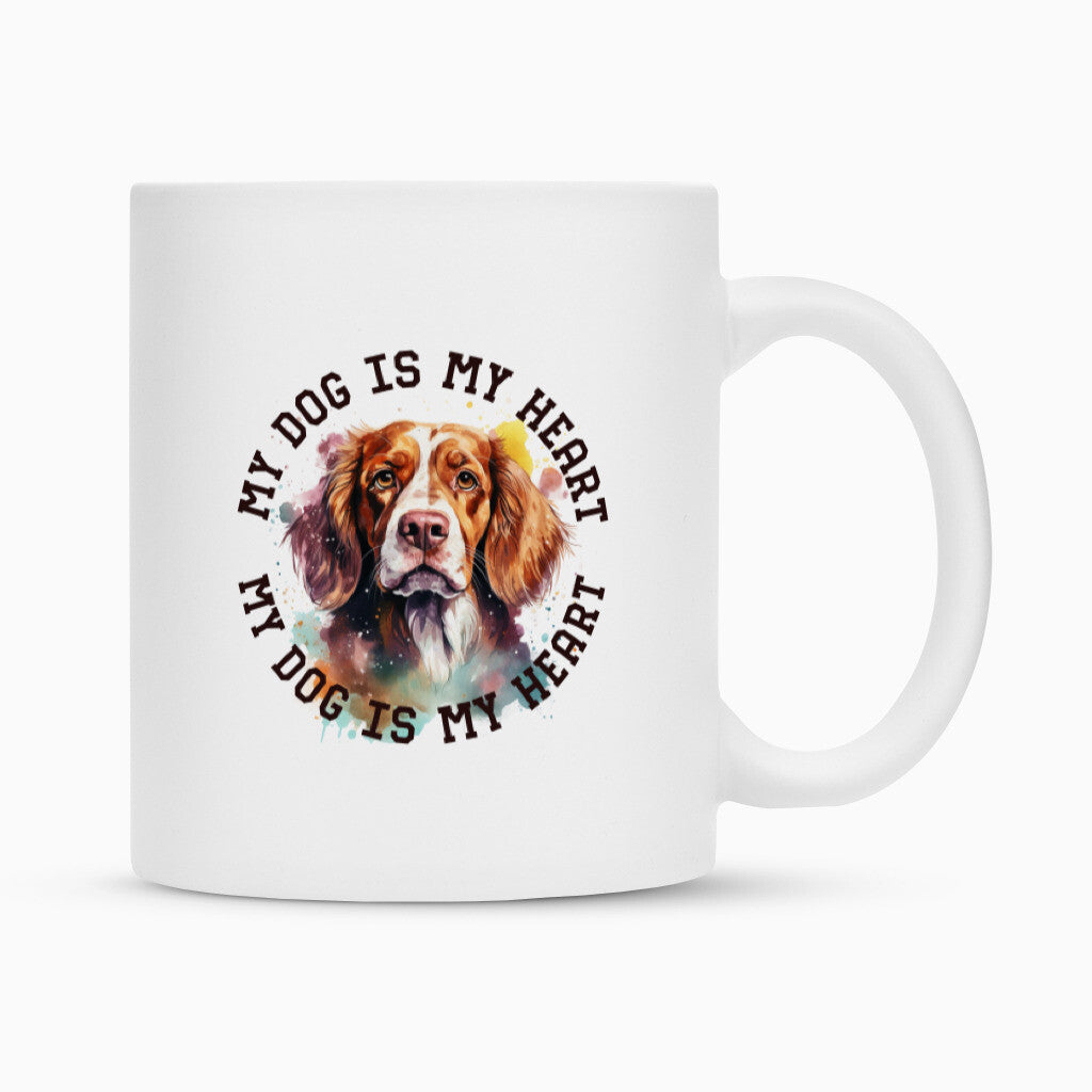 Tasse "Brittany Spaniel HEART 2" Weiß – hunde-shirt.de