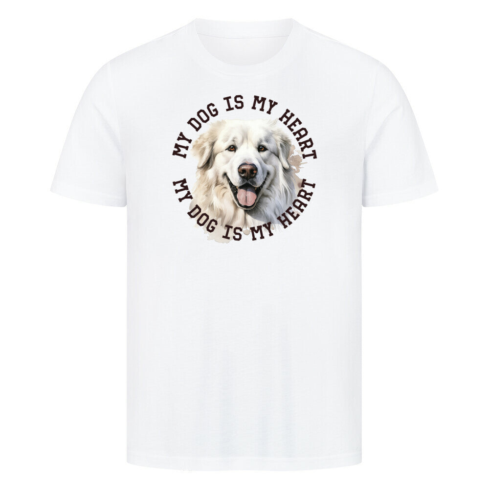 Premium T-Shirt "Pyrenäenberghund HEART" Weiß – hunde-shirt.de