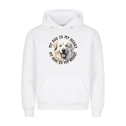 Premium Hoodie "Pyrenäenberghund HEART" Weiß – hunde-shirt.de