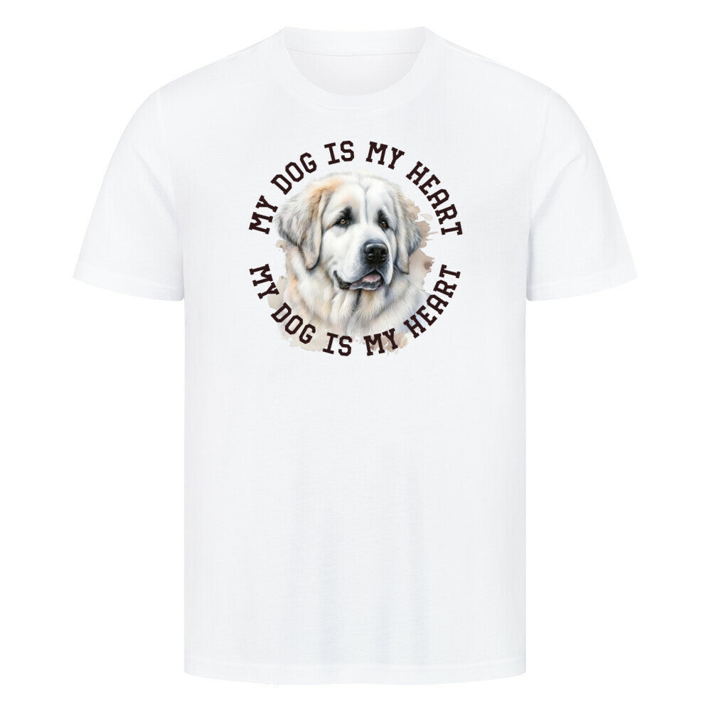 Premium T-Shirt "Pyrenäenberghund HEART 2" Weiß – hunde-shirt.de