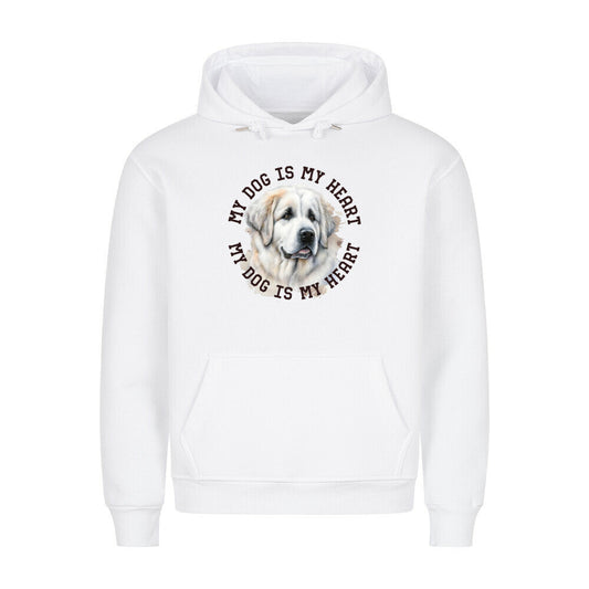 Premium Hoodie "Pyrenäenberghund HEART 2" Weiß – hunde-shirt.de