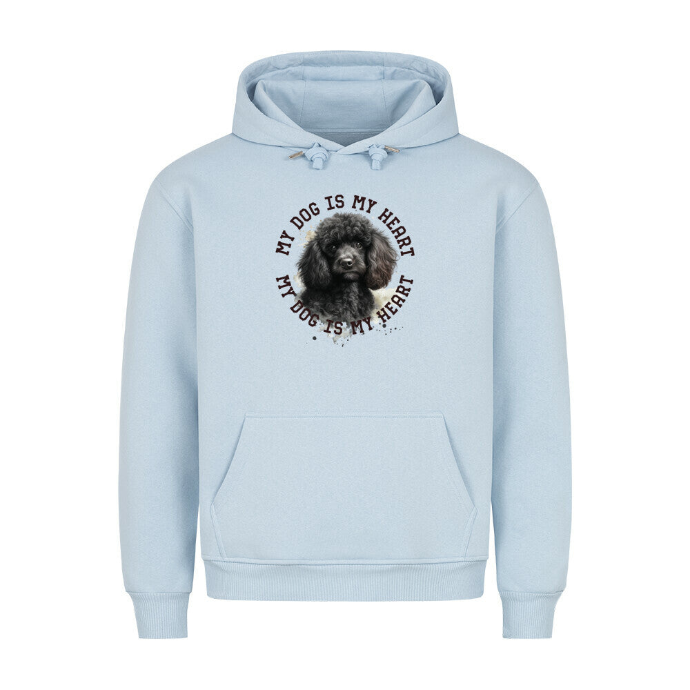 Premium Hoodie "Pudel schwarz HEART" Babyblau – hunde-shirt.de