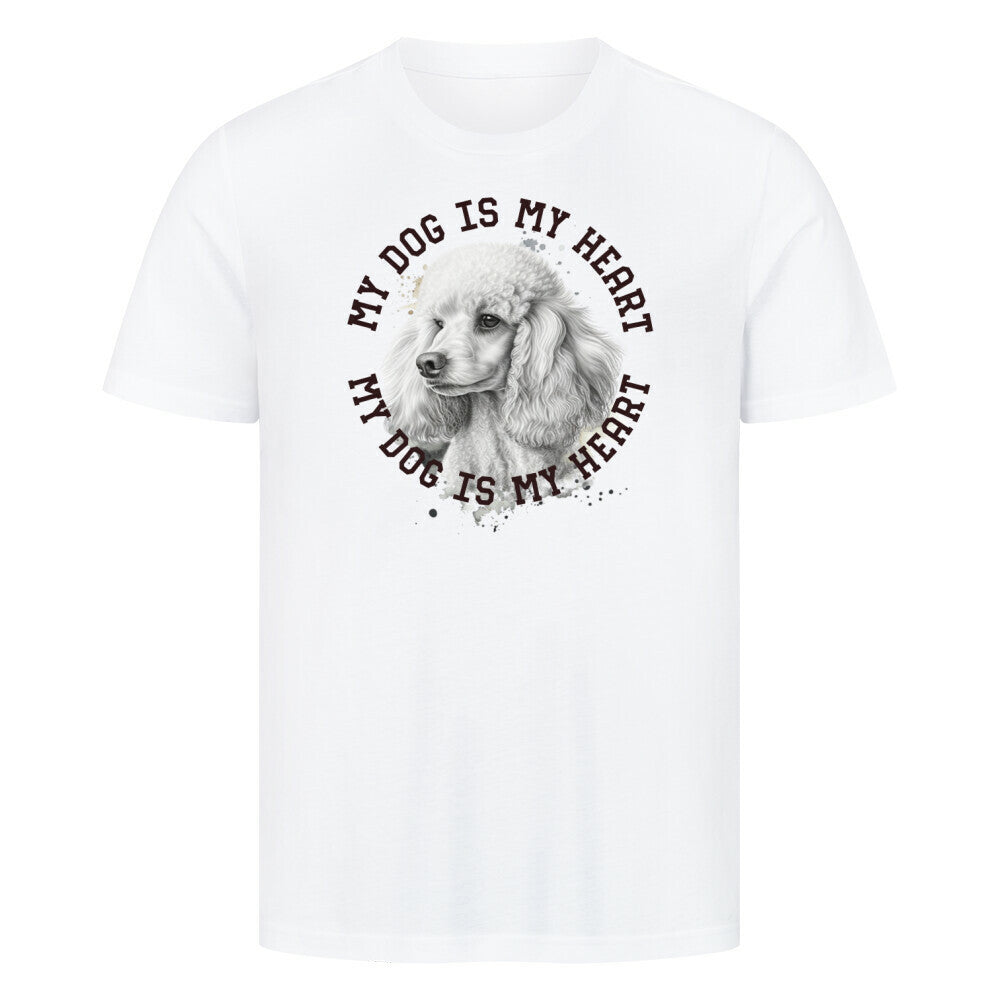 Premium T-Shirt "Pudel weiß HEART" Weiß – hunde-shirt.de