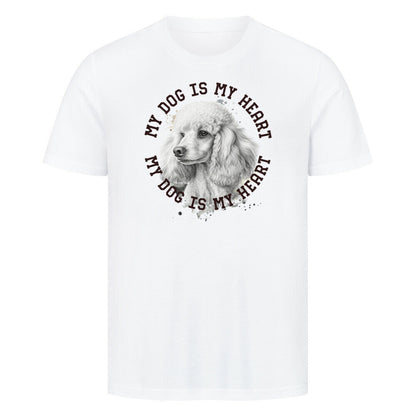 Premium T-Shirt "Pudel weiß HEART" Weiß – hunde-shirt.de
