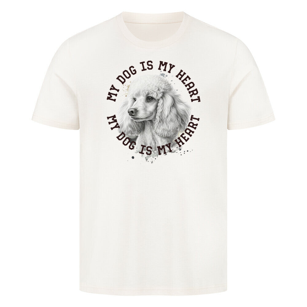 Premium T-Shirt "Pudel weiß HEART" Natural Raw – hunde-shirt.de