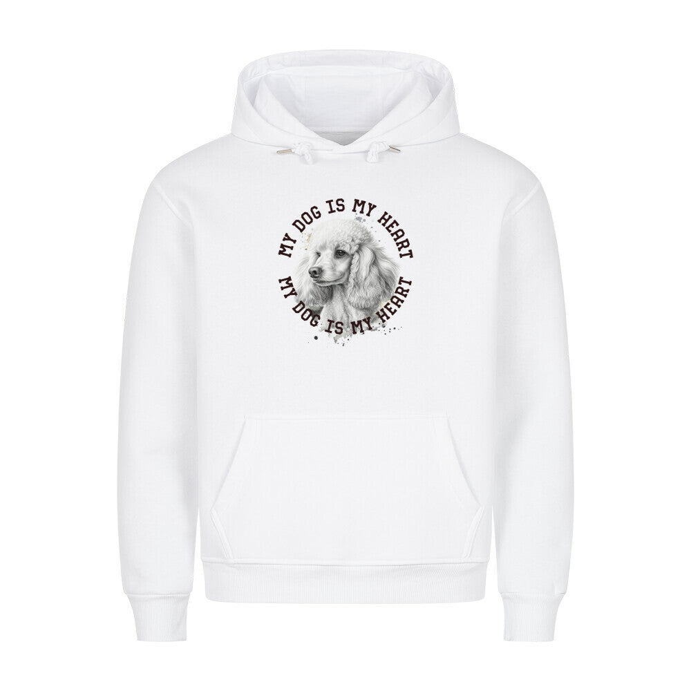 Premium Hoodie "Pudel weiß HEART" Weiß – hunde-shirt.de