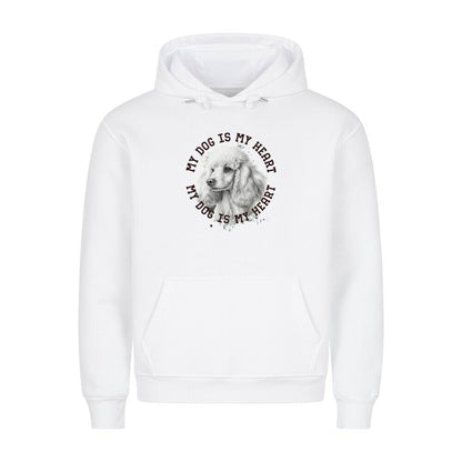 Premium Hoodie "Pudel weiß HEART" Weiß – hunde-shirt.de