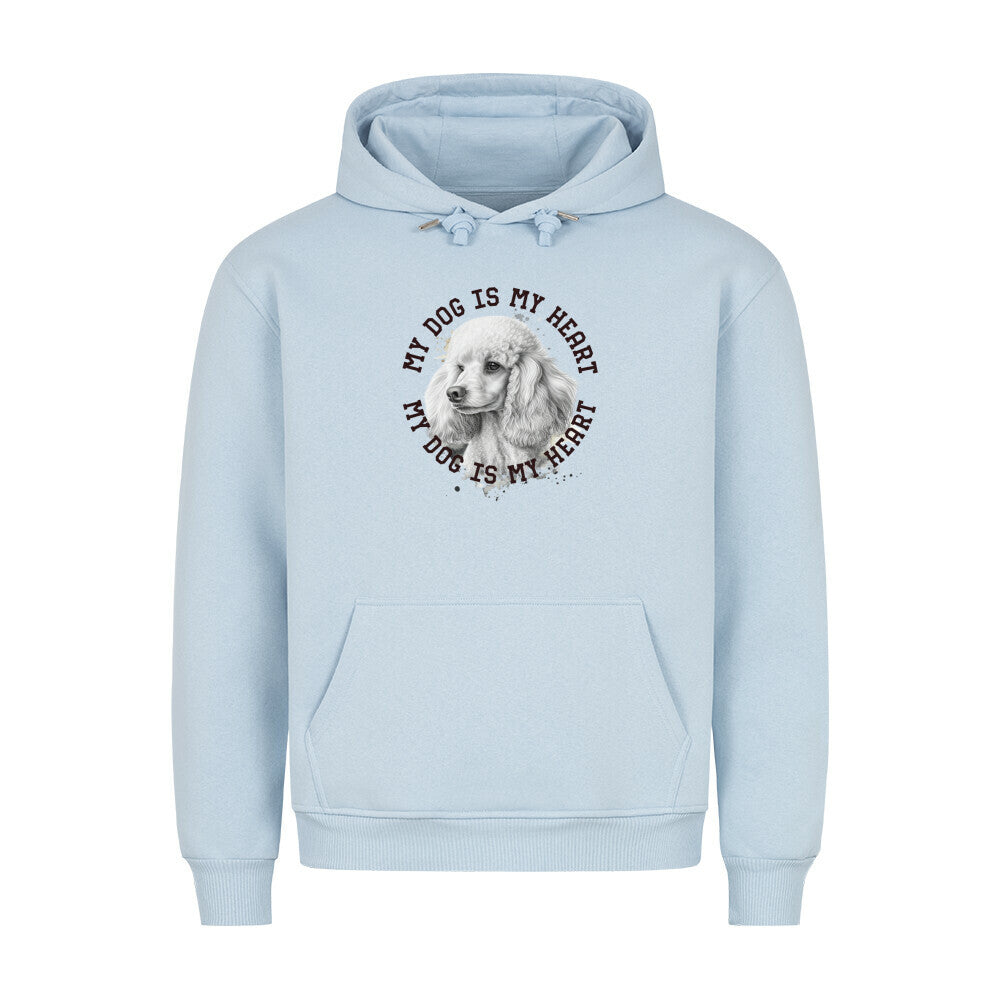 Premium Hoodie "Pudel weiß HEART" Babyblau – hunde-shirt.de