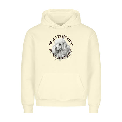 Premium Hoodie "Pudel weiß HEART" Beige – hunde-shirt.de