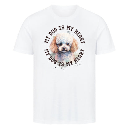 Premium T-Shirt "Pudel weiß-braun HEART" Weiß – hunde-shirt.de