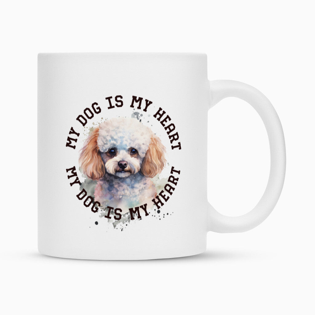 Tasse "Pudel weiß-braun HEART" Weiß – hunde-shirt.de