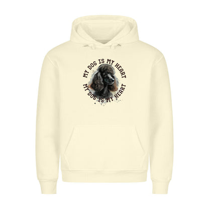 Premium Hoodie "Königspudel schwarz HEART" Beige – hunde-shirt.de