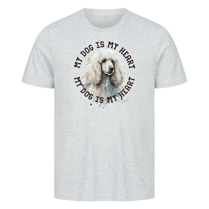 Premium T-Shirt "Königspudel weiß HEART" Heather Grey – hunde-shirt.de