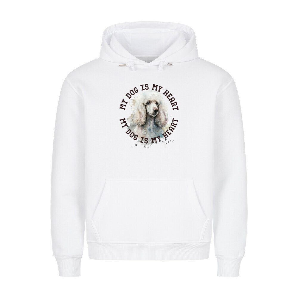 Premium Hoodie "Königspudel weiß HEART" Weiß – hunde-shirt.de