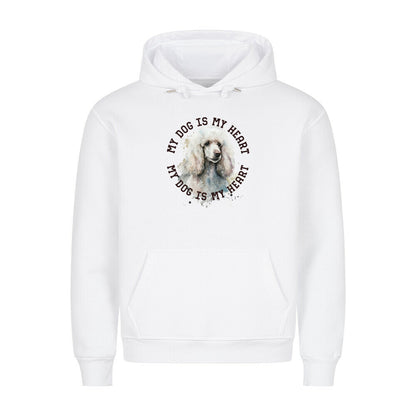 Premium Hoodie "Königspudel weiß HEART" Weiß – hunde-shirt.de
