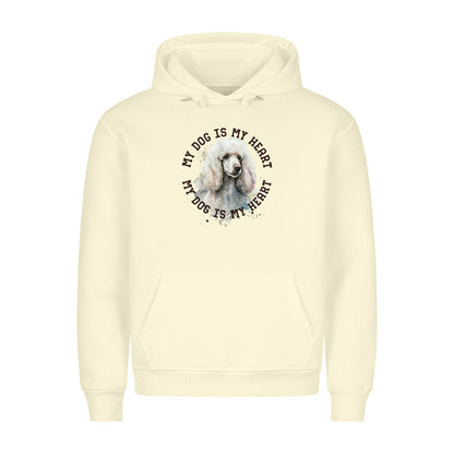 Premium Hoodie "Königspudel weiß HEART" Beige – hunde-shirt.de