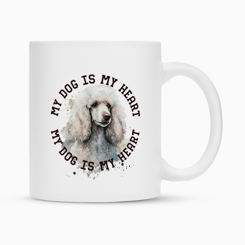 Tasse "Königspudel weiß HEART" Weiß – hunde-shirt.de